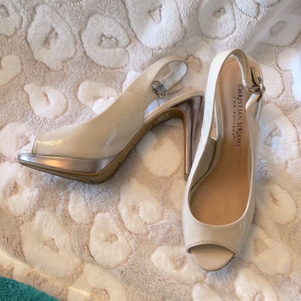 Lightly worn nude and rose gold heels